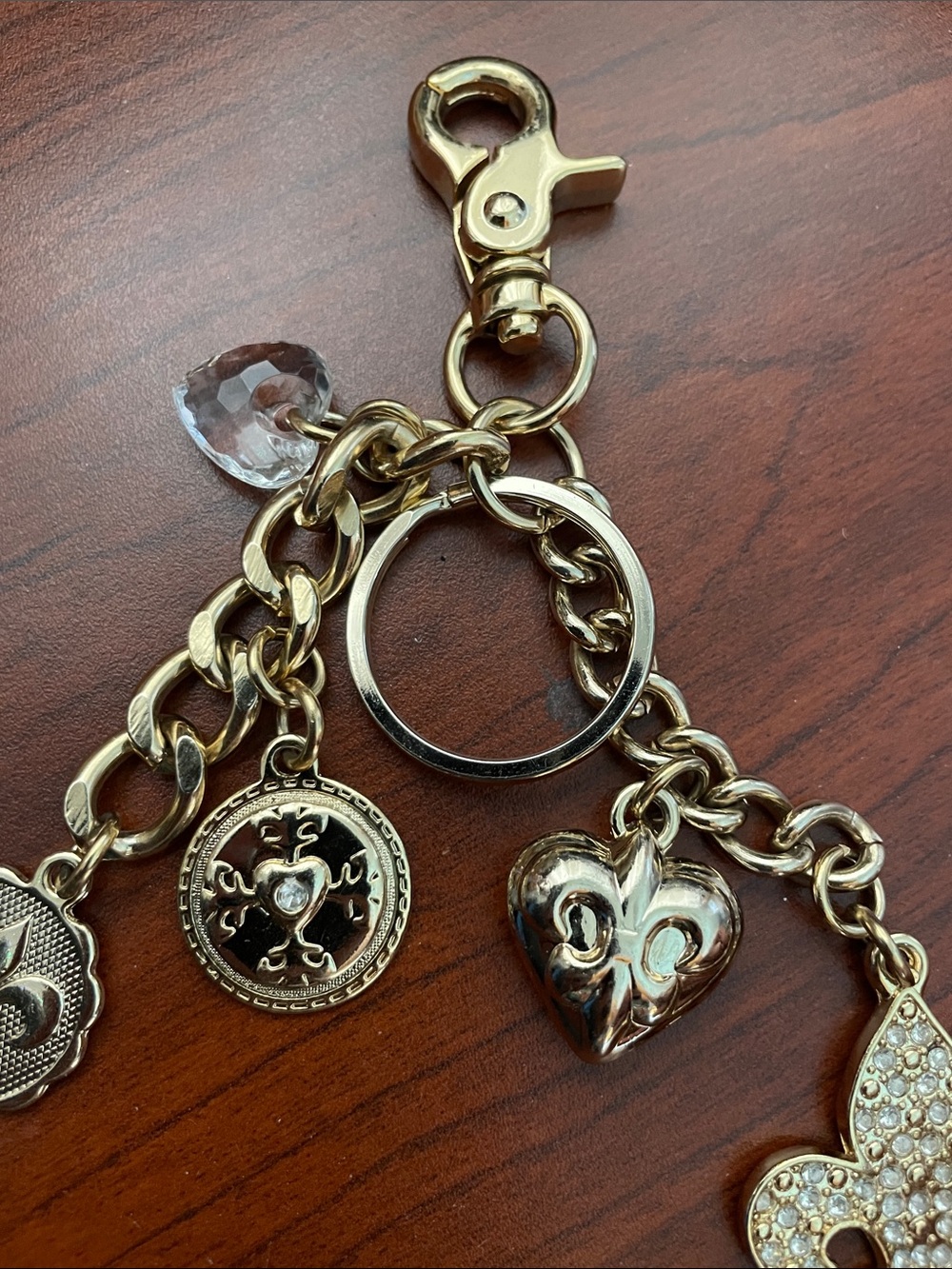 Kathy Van Zeeland Gold-Tone Fleur-de-Lis Crystal Charm Keychain - Picture 6 of 11